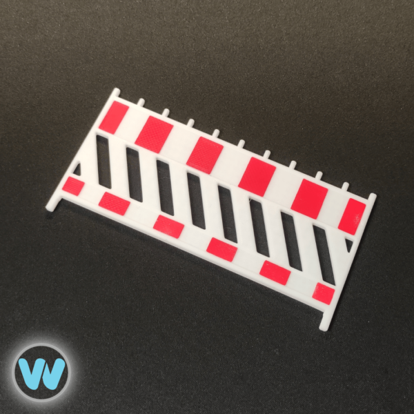2x1m Absperrschranke 3D Druck weiß/rot rechtsweisend
