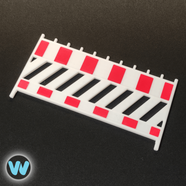 2x1m Absperrschranke 3D Druck weiß/rot linksweisend