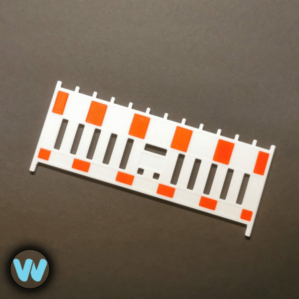 2,5x1m Absperrschranke 3D Druck weiß/rot mit Firmenfeld